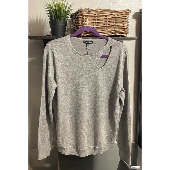 Cable & Gauge Sweaters - Cable & Gauge Peekaboo Gray Sweater